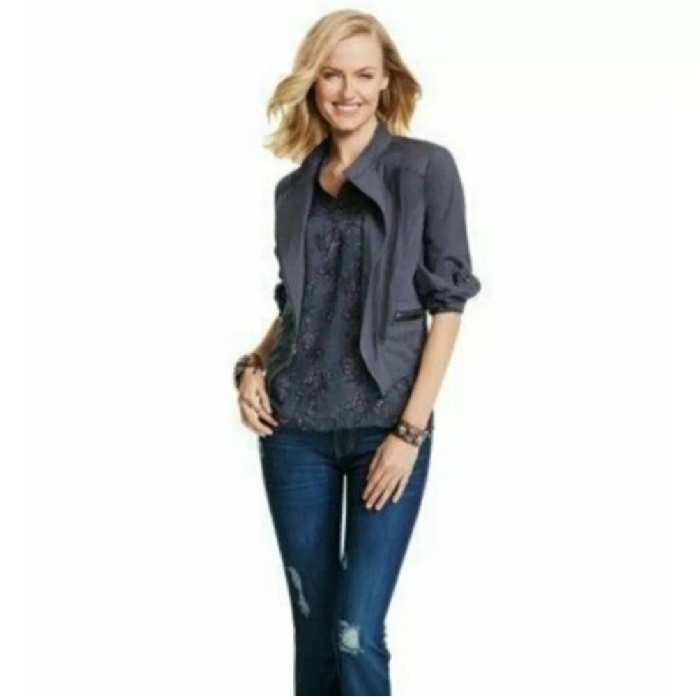 CAbi 3023 Twilight Moto Jacket Charcoal Gray Size Medium
